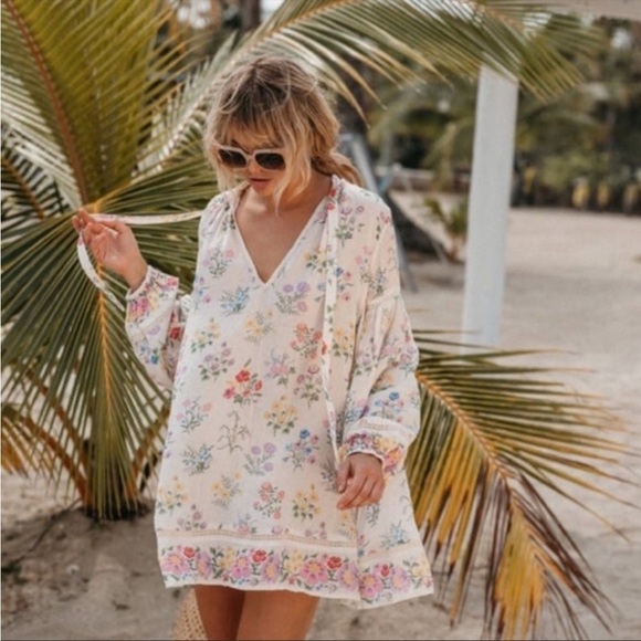 BNWT Spell Light Floral Posy Longsleeve  Minidress/tunic Gardenia XS - Picture 6 of 16